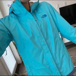 Women’s North Face Rain Jacket Light Blue Medium